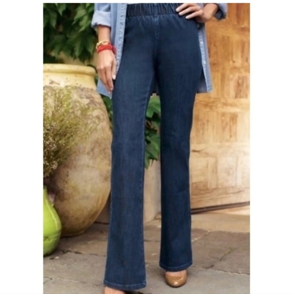Soft Surroundings Boot Cut Pull-On Denim Jeggings Size S cotton/spandex - Picture 1 of 9